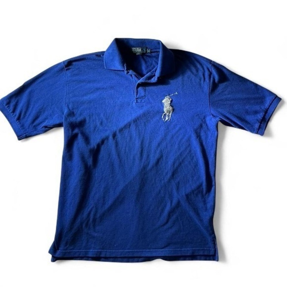 Polo Ralph Lauren Preppy Big Pony Polo Shirt Mens XL Blue Short Sleeve 3 Patch